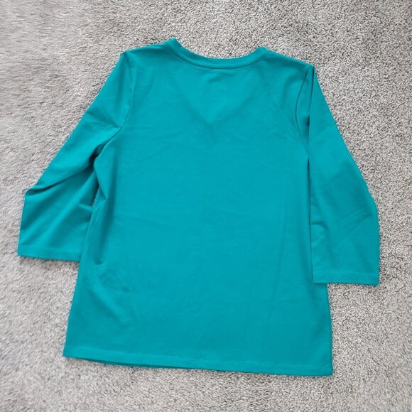 QVC D& CO  Green V-neck  3/4 Sleeve Shirt Small - Picture 6 of 12
